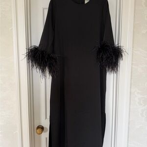Tuckernuck Black Dress with Feathered Sleeves